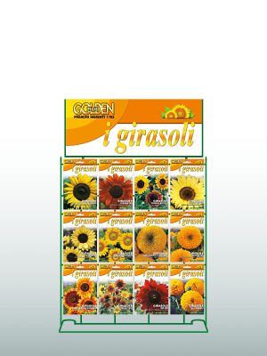 Espositore con cartello dedicato per buste Golden Line / I Girasoli.