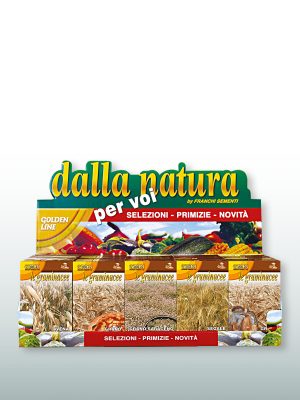 Espositore Franchi Sementi per scatolette di sementi per graminacee.