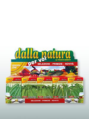 Espositore Franchi Sementi per scatolette di sementi Professionali per piselli.
