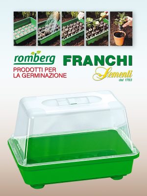 Mini serra (verde) per la germinazione e produzione di piantine da orto.